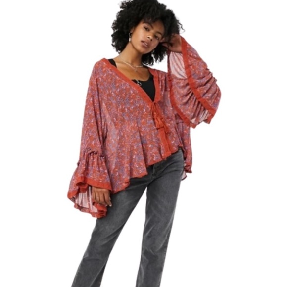 Free People Tops - Free People Lola Kimono (Wild Red; Large) - NWT